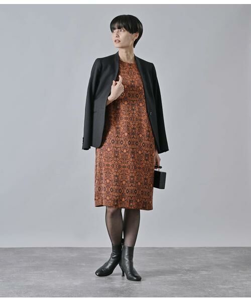 Atraer / アトラエル ミニ丈・ひざ丈ワンピース | アールヌーボーボタニカルプリント サックドレス | 詳細20