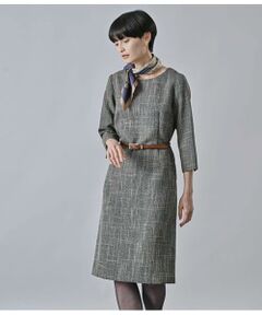 Atraer / アトラエル ミニ丈・ひざ丈ワンピース | チャンキーツィード 7分袖Aラインワンピース