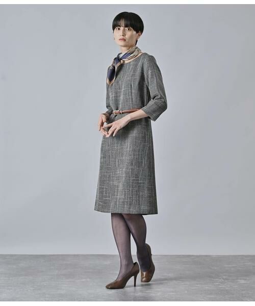 Atraer / アトラエル ミニ丈・ひざ丈ワンピース | チャンキーツィード 7分袖Aラインワンピース | 詳細10