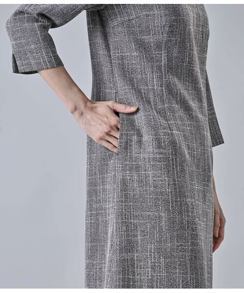 Atraer / アトラエル ミニ丈・ひざ丈ワンピース | チャンキーツィード 7分袖Aラインワンピース | 詳細4
