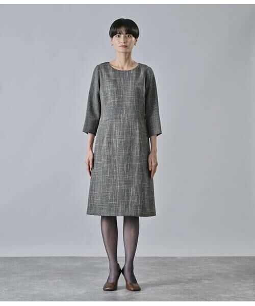 Atraer / アトラエル ミニ丈・ひざ丈ワンピース | チャンキーツィード 7分袖Aラインワンピース | 詳細8