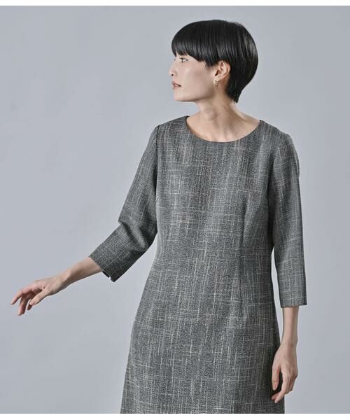 Atraer / アトラエル ミニ丈・ひざ丈ワンピース | チャンキーツィード 7分袖Aラインワンピース | 詳細9