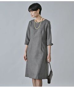Atraer / アトラエル ミニ丈・ひざ丈ワンピース | MARZOTTO ダイヤジャカード 7分袖Aラインワンピース
