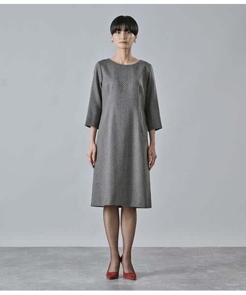 Atraer / アトラエル ミニ丈・ひざ丈ワンピース | MARZOTTO ダイヤジャカード 7分袖Aラインワンピース | 詳細1