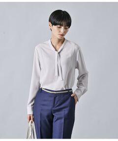 Atraer / アトラエル シャツ・ブラウス | シフォンストレッチ 身頃切り替えボウタイブラウス