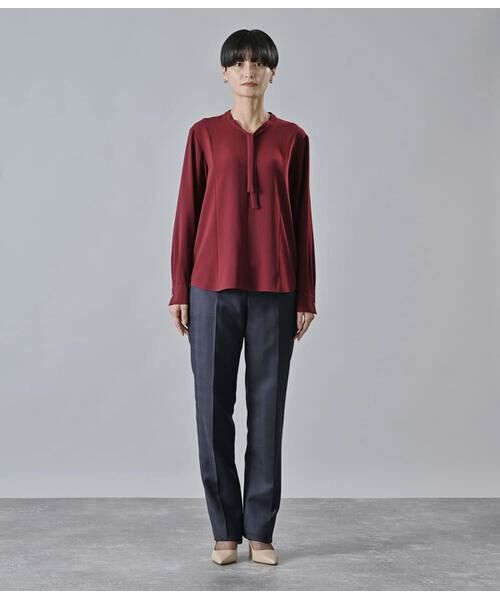 Atraer / アトラエル シャツ・ブラウス | シフォンストレッチ 身頃切り替えボウタイブラウス | 詳細1