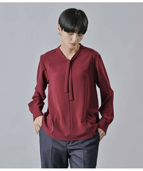 Atraer / アトラエル シャツ・ブラウス | シフォンストレッチ 身頃切り替えボウタイブラウス | 詳細3