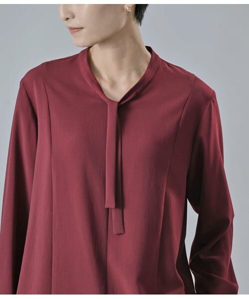 Atraer / アトラエル シャツ・ブラウス | シフォンストレッチ 身頃切り替えボウタイブラウス | 詳細4