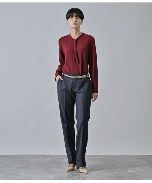 Atraer / アトラエル シャツ・ブラウス | シフォンストレッチ 身頃切り替えボウタイブラウス | 詳細5