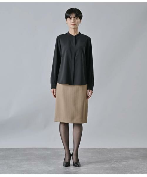 Atraer / アトラエル シャツ・ブラウス | シフォンストレッチ 飾りステッチ切替ブラウス | 詳細1