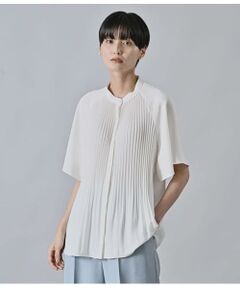 Atraer / アトラエル シャツ・ブラウス | ストレッチジョーゼット プリーツ5分袖ブラウス