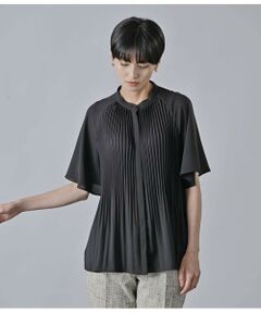 Atraer / アトラエル シャツ・ブラウス | ストレッチジョーゼット プリーツ5分袖ブラウス