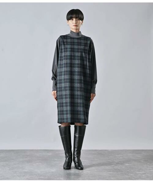 Atraer / アトラエル ミニ丈・ひざ丈ワンピース | ストレッチツィードチェック サックドレス | 詳細1