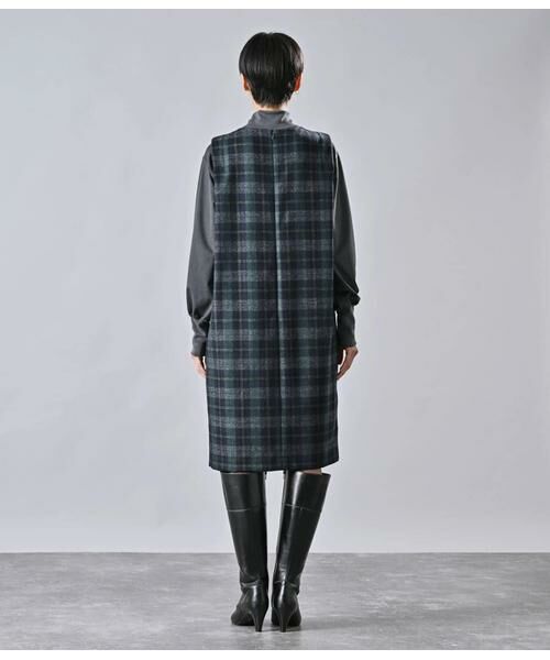 Atraer / アトラエル ミニ丈・ひざ丈ワンピース | ストレッチツィードチェック サックドレス | 詳細2