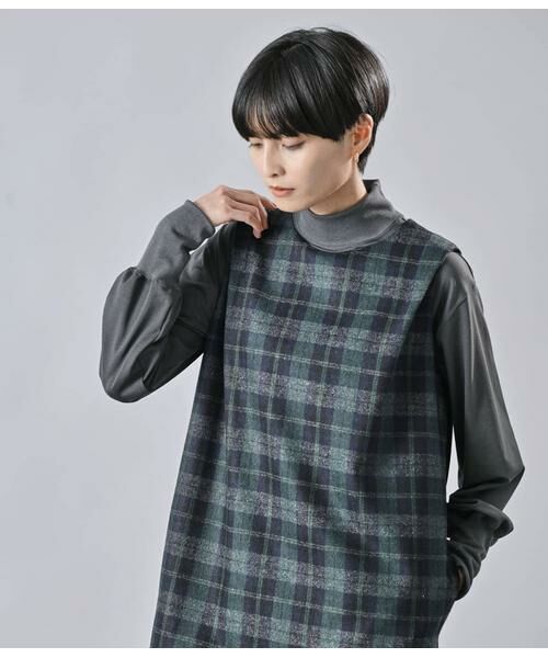 Atraer / アトラエル ミニ丈・ひざ丈ワンピース | ストレッチツィードチェック サックドレス | 詳細3