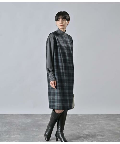 Atraer / アトラエル ミニ丈・ひざ丈ワンピース | ストレッチツィードチェック サックドレス | 詳細5