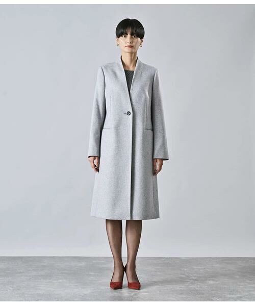 Atraer / アトラエル その他アウター | カシミヤ混ビーバー ノーカラーＶネックコート | 詳細1