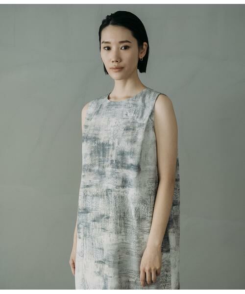 Atraer / アトラエル ミニ丈・ひざ丈ワンピース | オーシャンベールプリント ノースリーブサックドレス | 詳細11