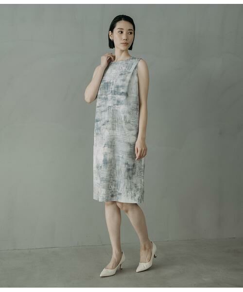 Atraer / アトラエル ミニ丈・ひざ丈ワンピース | オーシャンベールプリント ノースリーブサックドレス | 詳細12
