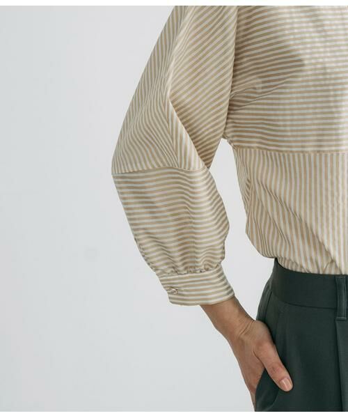 Atraer / アトラエル シャツ・ブラウス | シルキーコットンストライプ 切り替えデザインブラウス | 詳細3