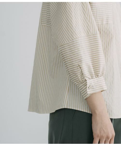 Atraer / アトラエル シャツ・ブラウス | シルキーコットンストライプ 切り替えデザインブラウス | 詳細4