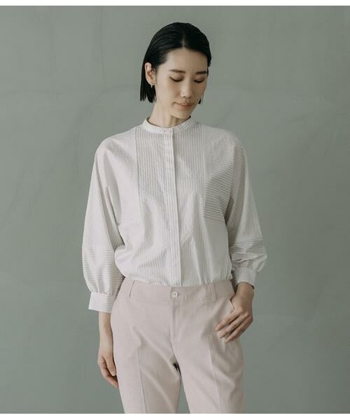 Atraer / アトラエル シャツ・ブラウス | シルキーコットンストライプ 切り替えデザインブラウス | 詳細9