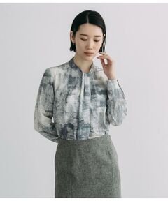 Atraer / アトラエル シャツ・ブラウス | オーシャンベールプリント スカーフ風長袖ブラウス