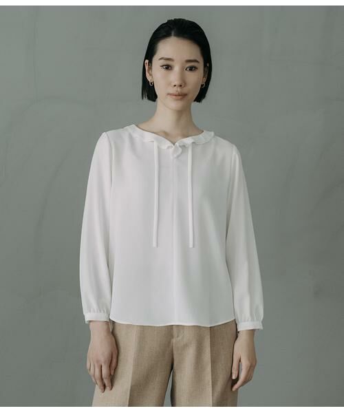 Atraer / アトラエル シャツ・ブラウス | ストレッチジョーゼット ダブルカラーリボンブラウス | 詳細1