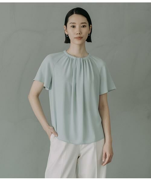 Atraer / アトラエル シャツ・ブラウス | ストレッチジョーゼット スカーフ風フレアスリーブブラウス | 詳細1