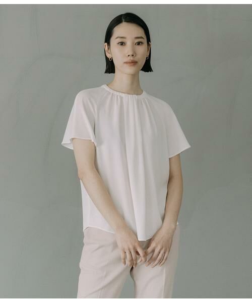 Atraer / アトラエル シャツ・ブラウス | ストレッチジョーゼット スカーフ風フレアスリーブブラウス | 詳細8