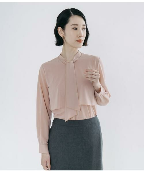 Atraer / アトラエル カットソー | シアジャージー ボウタイレイヤードブラウス（ピンク）