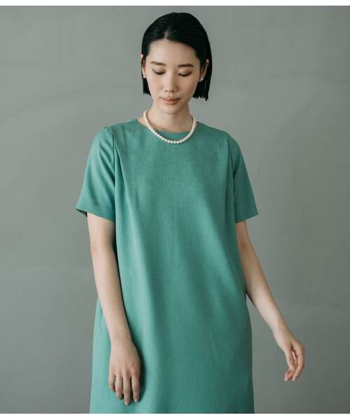 Atraer / アトラエル ミニ丈・ひざ丈ワンピース | リネンライクオックス 半袖サックワンピース | 詳細2