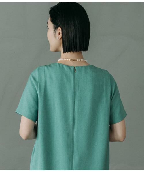 Atraer / アトラエル ミニ丈・ひざ丈ワンピース | リネンライクオックス 半袖サックワンピース | 詳細3