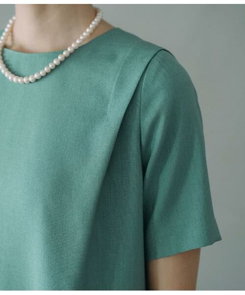 Atraer / アトラエル ミニ丈・ひざ丈ワンピース | リネンライクオックス 半袖サックワンピース | 詳細4