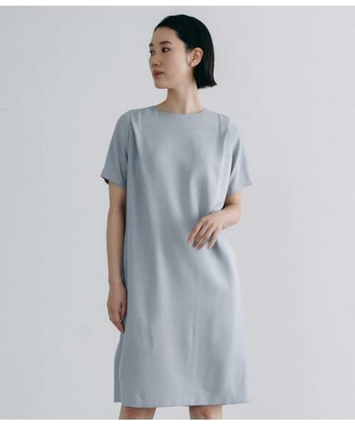 Atraer / アトラエル ミニ丈・ひざ丈ワンピース | リネンライクオックス 半袖サックワンピース(サックス)