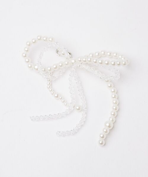 Au BANNISTER / オゥ バニスター シューケア | リボンチャーム（パール×ビーズ）（ホワイト）
