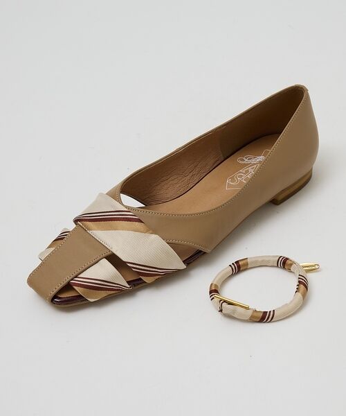 Au BANNISTER / オゥ バニスター パンプス | 【シルクネクタイ生地使用】グルカモチーフ フラットパンプス【予約】 | 詳細12