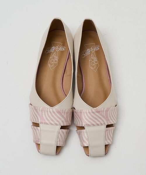 Au BANNISTER / オゥ バニスター パンプス | 【シルクネクタイ生地使用】グルカモチーフ フラットパンプス【予約】(ピンク)