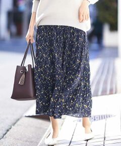 a.v.v / アー・ヴェ・ヴェ ロング・マキシ丈スカート | ドットフラワー消しプリーツスカート