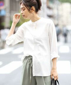 a.v.v / アー・ヴェ・ヴェ シャツ・ブラウス | リネン混バンドカラーシャツ