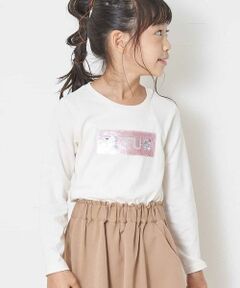 [100-130]【洗える】トゥインクルスパンコール長そでＴシャツ[WEB限定サイズ]