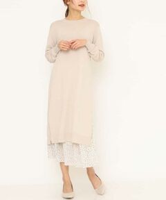 a.v.v / アー・ヴェ・ヴェ ロング・マキシ丈ワンピース | 【2点セット/人気商品にNEWデザインが登場】ニットチュニック&ドットスカートセットアップ