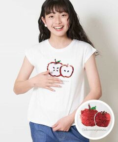 ◆大人気♪色が変わるスパンコールモチーフ◆<br><br>a.v.v KIDS大人気のトゥインクルスパンコールシリーズ！<br>キラキラモチーフは1枚で着映え間違いなし♪見て可愛い、触って楽しい一枚です。<br><br>■ポイント<br>・ひっくり返すとスパンコールの色が変わる！<br>・色によって異なるモチーフ<br>・きれいめカジュアルが完成するフレンチスリーブ<br>・安心の綿100％素材<br><br>■デザイン<br>きらきらのスパンコール部分をなでると色が変わるリバーシブル仕様。<br>リンゴはまんまるリンゴから、反対面は断面に。<br>うさぎは白うさぎから愛らしいピンクのうさぎに。<br>アイスは味が変わる！