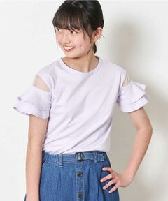 a.v.v / アー・ヴェ・ヴェ カットソー | [100-130]【接触冷感】シアーフリルスリーブカットソー[WEB限定サイズ]