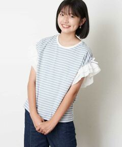 [100-130]リボンデザインボーダーＴシャツ[WEB限定サイズ]