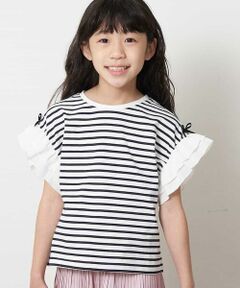 [100-130]リボンデザインボーダーＴシャツ[WEB限定サイズ]