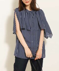 a.v.v / アー・ヴェ・ヴェ シャツ・ブラウス | ストライププリントケープブラウス