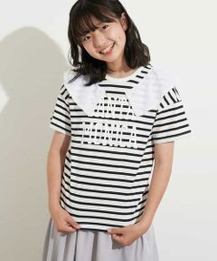 [100-130]衿ドッキングロゴＴシャツ[WEB限定サイズ]