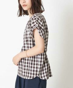a.v.v / アー・ヴェ・ヴェ シャツ・ブラウス | 麻混ギンガムバックギャザーブラウス