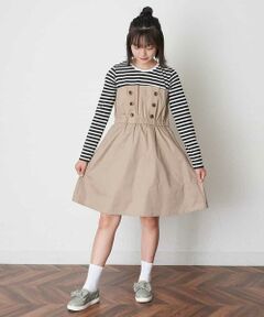 a.v.v / アー・ヴェ・ヴェ ロング・マキシ丈ワンピース | [100-130]【イージーケア】ボーダーロンTドッキングワンピース